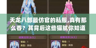 天龙八部最仿官的私服，真有那么香？其背后这些猫腻你知道吗？